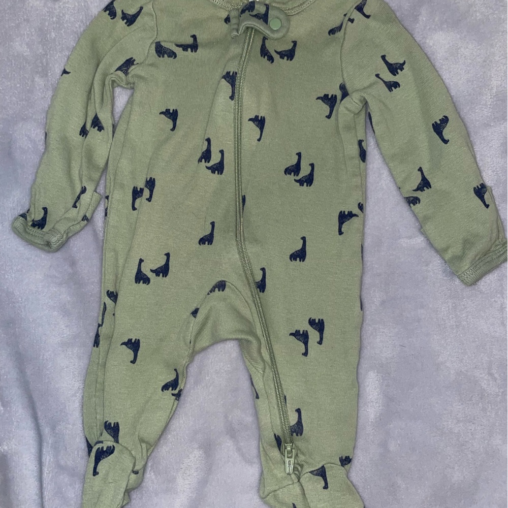 Dinosaur 2 way zipper footed onesie